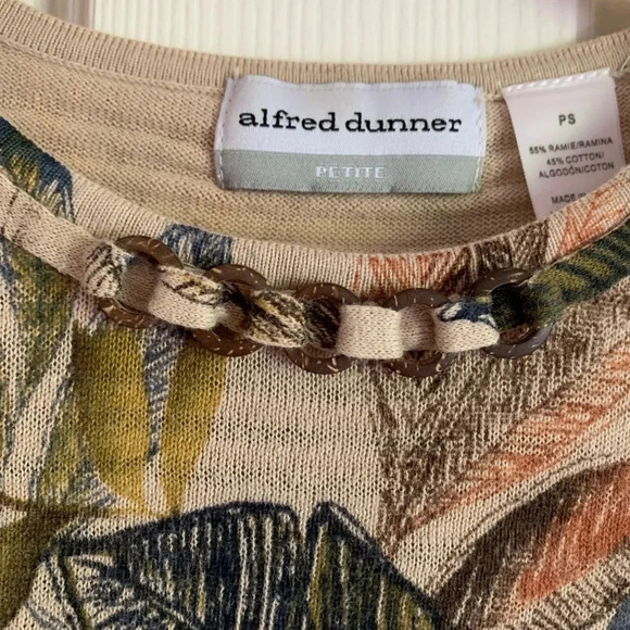 Vintage 90s Y2K Alfred Dunner Beaded Top PS Floral Cottagecore Ramie Cotton - Picture 10 of 14